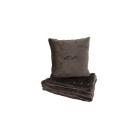 Подушка та плед в авто EVAtech із махри S для Kia коричневі MBLMPSSZV055