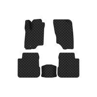 Коврики с экокожи в салон Outlander Mitsubishi 2003-2006 1 поколение SUV EU EVAtech  ECO Экокожа черная c черной ниткой черный кант