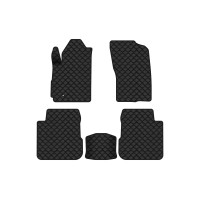 Коврики с экокожи в салон Outlander Mitsubishi 2003-2006 1 поколение SUV EU EVAtech  ECO Экокожа черная c черной ниткой черный кант