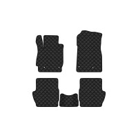 Коврики с экокожи в салон 2 (DE) Mazda 2007-2014 2 поколение Htb EU EVAtech  ECO Экокожа черная c черной ниткой черный кант