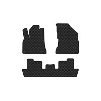 Коврики с экокожи в салон 5008 Peugeot 2009-2017 1 поколение Minivan EU EVAtech  ECO Экокожа черная c черной ниткой черный кант