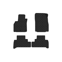 Коврики с экокожи в салон Grand Scenic (III) 7 seats (moving armrest) AT Renault 2009-2015 3 поколение Minivan EU EVAtech  ECO Экокожа черная c черной ниткой черный кант