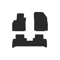 Коврики с экокожи в салон Grand Scenic (III) 7 seats (moving armrest) AT Renault 2009-2015 3 поколение Minivan EU EVAtech  ECO Экокожа черная c черной ниткой черный кант