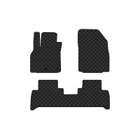 Коврики с экокожи в салон Grand Scenic (III) 7 seats (moving armrest) AT Renault 2009-2015 3 поколение Minivan EU EVAtech  ECO Экокожа черная c черной ниткой черный кант