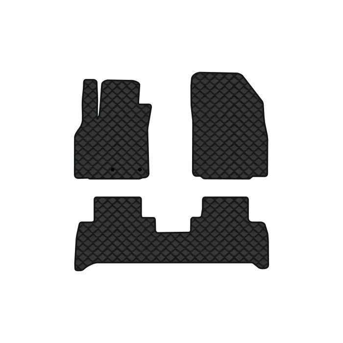 Коврики с экокожи в салон Grand Scenic (III) 7 seats (moving armrest) AT Renault 2009-2015 3 поколение Minivan EU EVAtech  ECO Экокожа черная c черной ниткой черный кант