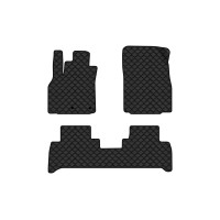 Коврики с экокожи в салон Grand Scenic (III) 7 seats (moving armrest) MT Renault 2009-2015 3 поколение Minivan EU EVAtech  ECO Экокожа черная c черной ниткой черный кант