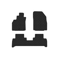 Коврики с экокожи в салон Grand Scenic (III) 7 seats (moving armrest) MT Renault 2009-2015 3 поколение Minivan EU EVAtech  ECO Экокожа черная c черной ниткой черный кант