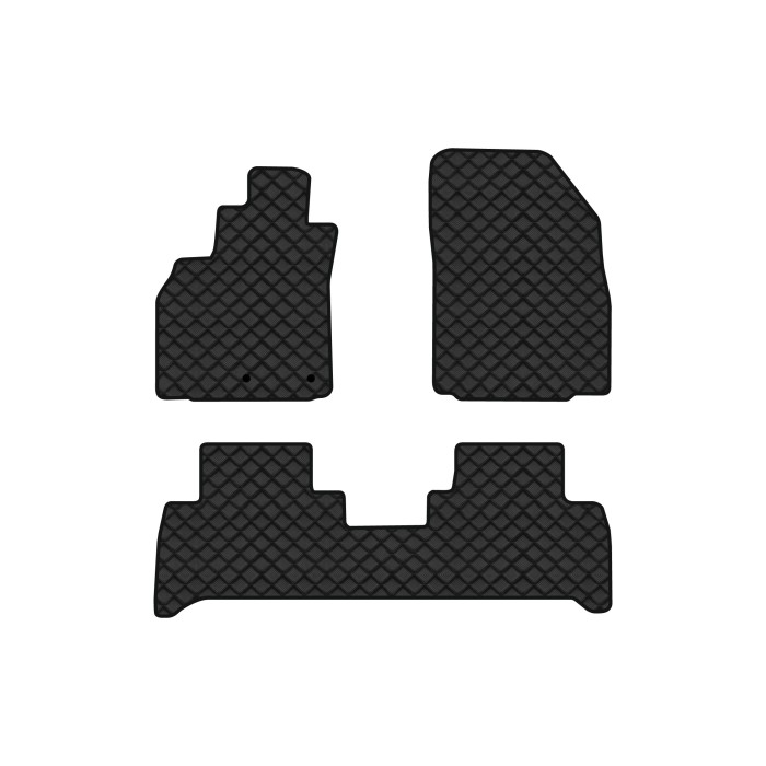 Коврики с экокожи в салон Grand Scenic (III) 7 seats (moving armrest) MT Renault 2009-2015 3 поколение Minivan EU EVAtech  ECO Экокожа черная c черной ниткой черный кант