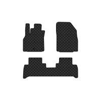 Коврики с экокожи в салон Grand Scenic (III) 7 seats (moving armrest) MT Renault 2009-2015 3 поколение Minivan EU EVAtech  ECO Экокожа черная c черной ниткой черный кант