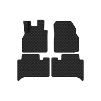 Коврики с экокожи в салон Scenic (II) 5 seats MT Renault 2003-2009 2 поколение Minivan EU EVAtech  ECO Экокожа черная c черной ниткой черный кант