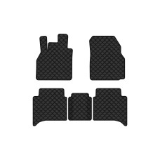 Коврики с экокожи в салон Grand Scenic (II) MT Renault 2003-2009 2 поколение Minivan EU EVAtech  ECO Экокожа черная c черной ниткой черный кант