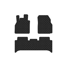 Коврики с экокожи в салон Grand Scenic (II) MT Renault 2003-2009 2 поколение Minivan EU EVAtech  ECO Экокожа черная c черной ниткой черный кант