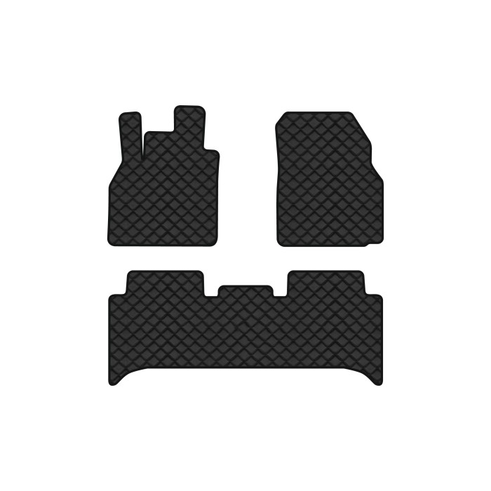 Коврики с экокожи в салон Grand Scenic (II) MT Renault 2003-2009 2 поколение Minivan EU EVAtech  ECO Экокожа черная c черной ниткой черный кант