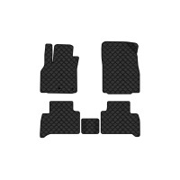 Коврики с экокожи в салон Grand Scenic (III) 5 seats (moving armrest) AT Renault 2009-2015 3 поколение Minivan EU EVAtech  ECO Экокожа черная c черной ниткой черный кант