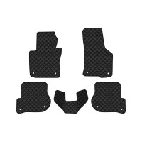 Коврики с экокожи в салон Octavia A5 (AT, 8 clips) Skoda 2004-2013 2 поколение Combi EU EVAtech  ECO Экокожа черная c черной ниткой черный кант