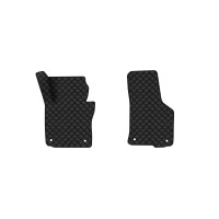 Коврики с экокожи в салон Octavia A5 (AT, 8 clips) Skoda 2004-2013 2 поколение Liftback EU EVAtech  ECO Экокожа черная c черной ниткой черный кант