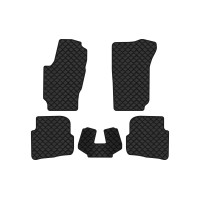 Коврики с экокожи в салон Fabia (6Y) Skoda 1999-2007 1 поколение Sedan EU EVAtech  ECO Экокожа черная c черной ниткой черный кант