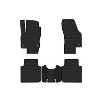 Коврики с экокожи в салон Kodiaq (5 seats) Skoda 2016-2021 1 поколение SUV EU EVAtech  ECO Экокожа черная c черной ниткой черный кант