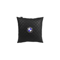 Подушка в авто EVAtech ECO 40x40 см BMW чорна з чорною ниткою SPBCSBBV005