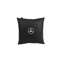 Подушка в авто EVAtech ECO 40x40 см Mercedes-Benz чорна з чорною ниткою SPBCSBBV016