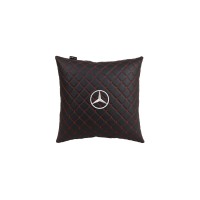 Подушка в авто EVAtech ECO 40x40 см Mercedes-Benz чорна з червоною ниткою SPBCSBRV016