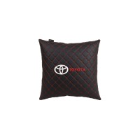 Подушка в авто EVAtech ECO 40x40 см Toyota чорна з червоною ниткою SPBCSBRV031