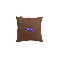 Подушка в авто EVAtech ECO 40x40 см Ford коричнева з коричневою ниткою SPBCSZZV010
