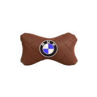 Подушка на підголовник автомобіля EVAtech ECO 27х16 см BMW коричнева з коричневою ниткою SPCRZZV005