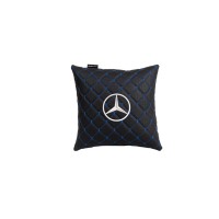 Подушка в авто EVAtech ECO 30x30 см Mercedes-Benz чорна з синьою ниткою SPSCSBLV016