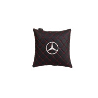 Подушка в авто EVAtech ECO 30x30 см Mercedes-Benz чорна з червоною ниткою SPSCSBRV016