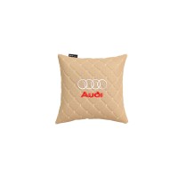 Подушка в авто EVAtech ECO 30x30 см Audi бежева з бежевою ниткою SPSCSIIV003