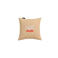 Подушка в авто EVAtech ECO 30x30 см Audi бежева з бежевою ниткою SPSCSIIV003