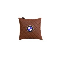 Подушка в авто EVAtech ECO 30x30 см BMW коричнева з коричневою ниткою SPSCSZZV005