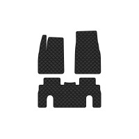 Коврики с экокожи в салон Model X 6 seats Restyling Tesla 2021 1 поколение SUV USA EVAtech  ECO Экокожа черная c черной ниткой черный кант