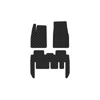 Коврики с экокожи в салон Model X 7 seats Restyling Tesla 2017-2021 1 поколение SUV USA EVAtech  ECO Экокожа черная c черной ниткой черный кант