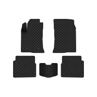 Коврики с экокожи в салон Avensis Toyota 2003-2008 2 поколение Sedan EU EVAtech  ECO Экокожа черная c черной ниткой черный кант