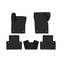 Коврики с экокожи в салон V50 Volvo 2004-2012 1 поколение Combi EU EVAtech  ECO Экокожа черная c черной ниткой черный кант