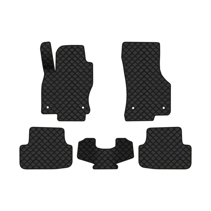 Коврики с экокожи в салон Golf (VII) Volkswagen 2012-2020 7 поколение Combi EU EVAtech  ECO Экокожа черная c черной ниткой черный кант