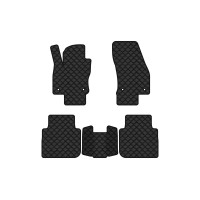 Коврики с экокожи в салон Tiguan Allspace 5 seats Volkswagen 2016-2020 1 поколение SUV USA EVAtech  ECO Экокожа черная c черной ниткой черный кант