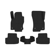 Коврики с экокожи в салон Golf (VII) Volkswagen 2012-2020 7 поколение Htb USA EVAtech  ECO Экокожа черная c черной ниткой черный кант