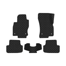 Коврики с экокожи в салон Golf (VII) Volkswagen 2012-2020 7 поколение Htb USA EVAtech  ECO Экокожа черная c черной ниткой черный кант