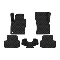 Коврики с экокожи в салон Golf (VII) Volkswagen 2012-2020 7 поколение Htb USA EVAtech  ECO Экокожа черная c черной ниткой черный кант