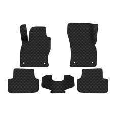 Коврики с экокожи в салон Golf (VII) Volkswagen 2012-2020 7 поколение Htb USA EVAtech  ECO Экокожа черная c черной ниткой черный кант