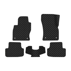 Коврики с экокожи в салон Golf (VII) Volkswagen 2012-2020 7 поколение Htb USA EVAtech  ECO Экокожа черная c черной ниткой черный кант