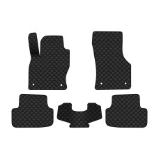 Коврики с экокожи в салон Golf (VII) Volkswagen 2012-2020 7 поколение Htb USA EVAtech  ECO Экокожа черная c черной ниткой черный кант