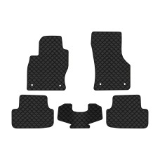 Коврики с экокожи в салон Golf (VII) Volkswagen 2012-2020 7 поколение Htb USA EVAtech  ECO Экокожа черная c черной ниткой черный кант