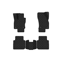 Коврики с экокожи в салон Tiguan Allspace 7 seats Volkswagen 2016-2020 1 поколение SUV USA EVAtech  ECO Экокожа черная c черной ниткой черный кант