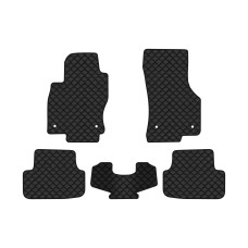 Коврики с экокожи в салон Golf (VII) Volkswagen 2012-2020 7 поколение Htb EU EVAtech  ECO Экокожа черная c черной ниткой черный кант
