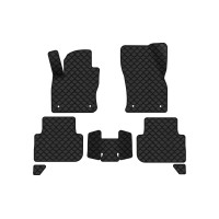 Коврики с экокожи в салон Tiguan (Mk 2) Volkswagen 2016-2020 2 поколение SUV EU EVAtech  ECO Экокожа черная c черной ниткой черный кант