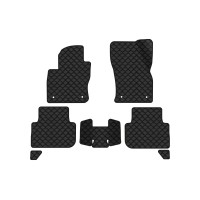 Коврики с экокожи в салон Tiguan (Mk 2) Volkswagen 2016-2020 2 поколение SUV EU EVAtech  ECO Экокожа черная c черной ниткой черный кант